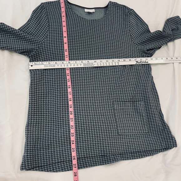J. JILL women's large ponte knit 3/4 sleeve houndstooth top w/ pocket - Picture 6 of 9